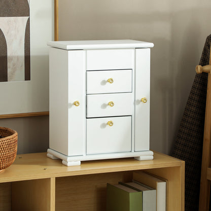 4-Tier Jewellery Box with Mirror and 3 Drawers - White