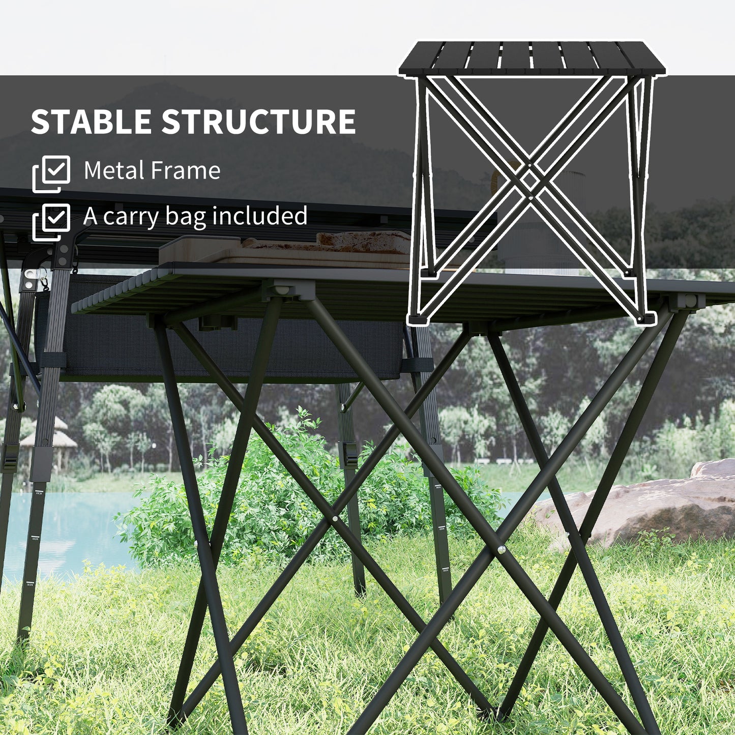 Folding Camping Table, Lightweight Metal Picnic Table with Carry Bag, Foldable Table for Outdoor Camping, Picnic, Hiking