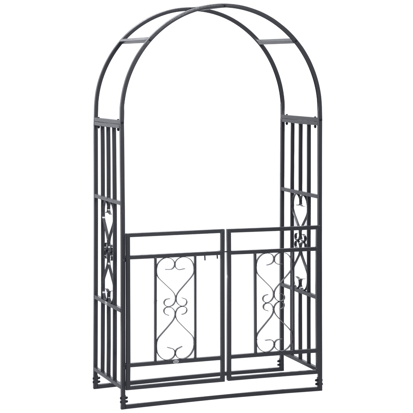 Outdoor Garden Arch with Double Gates, Metal Garden Arbor for Climbing Plants, Roses, Vines, Wedding Arch for Outdoor