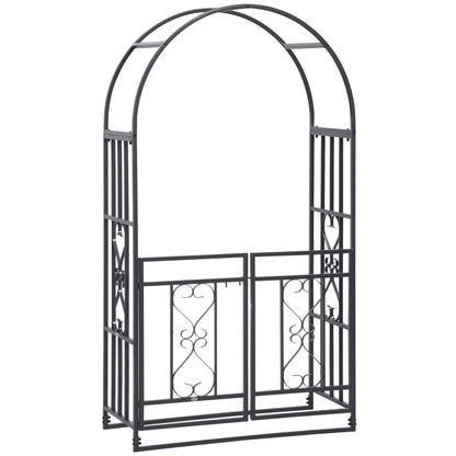 Outdoor Garden Arch with Double Gates, Metal Garden Arbor for Climbing Plants, Roses, Vines, Wedding Arch for Outdoor