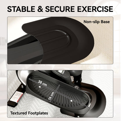 Under Desk Elliptical Machine with LCD Monitor, 8 Adjustable Magnetic Resistances for 2-in-1 Seat & Stand Up Exercise
