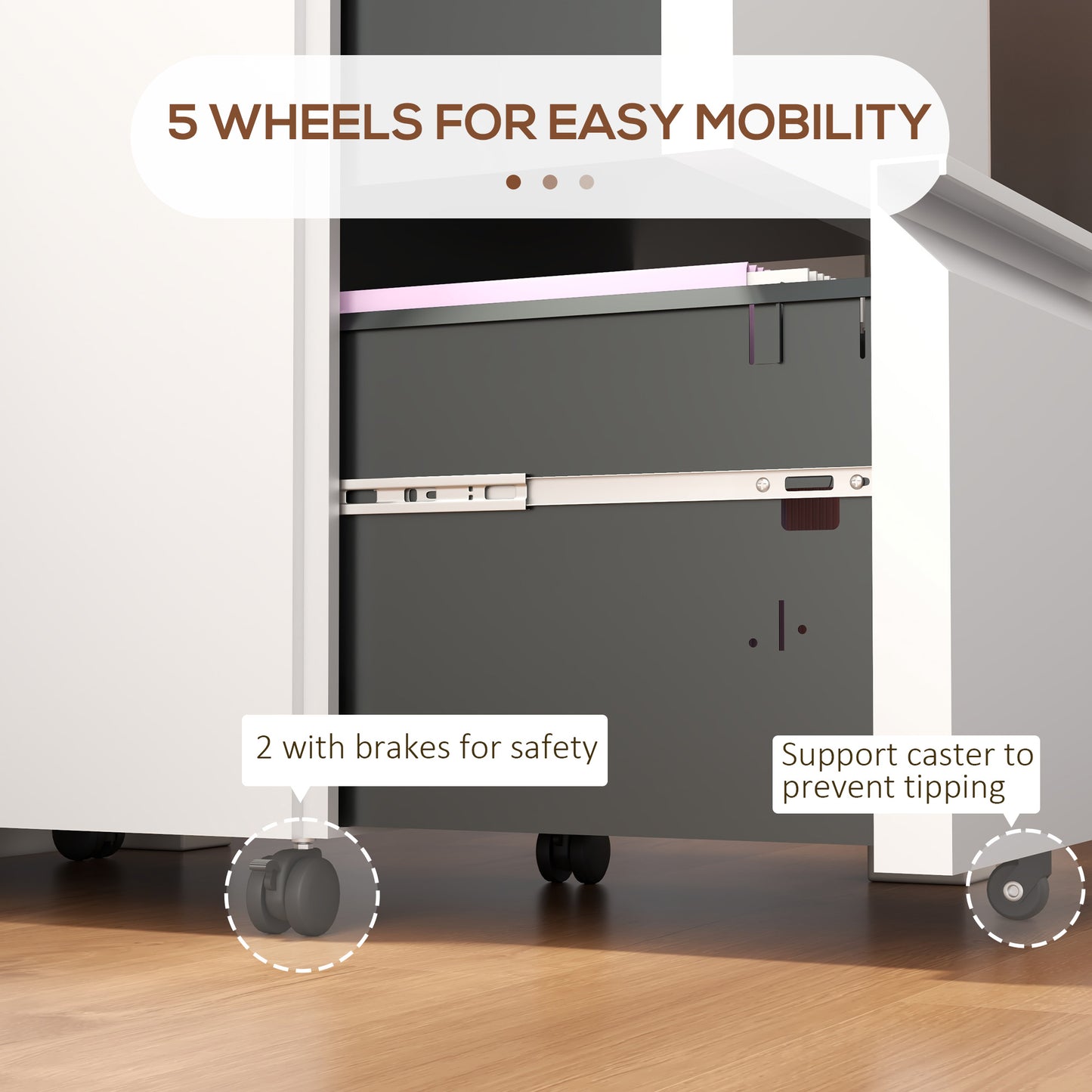 2-Drawer Filing Cabinet w/ Adjustable Hanging Bar Lockable File Cabinet White