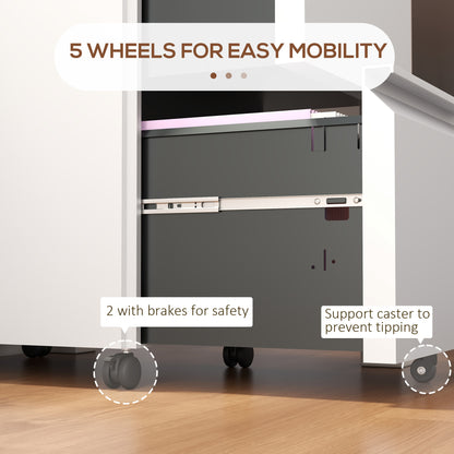 2-Drawer Filing Cabinet w/ Adjustable Hanging Bar Lockable File Cabinet White
