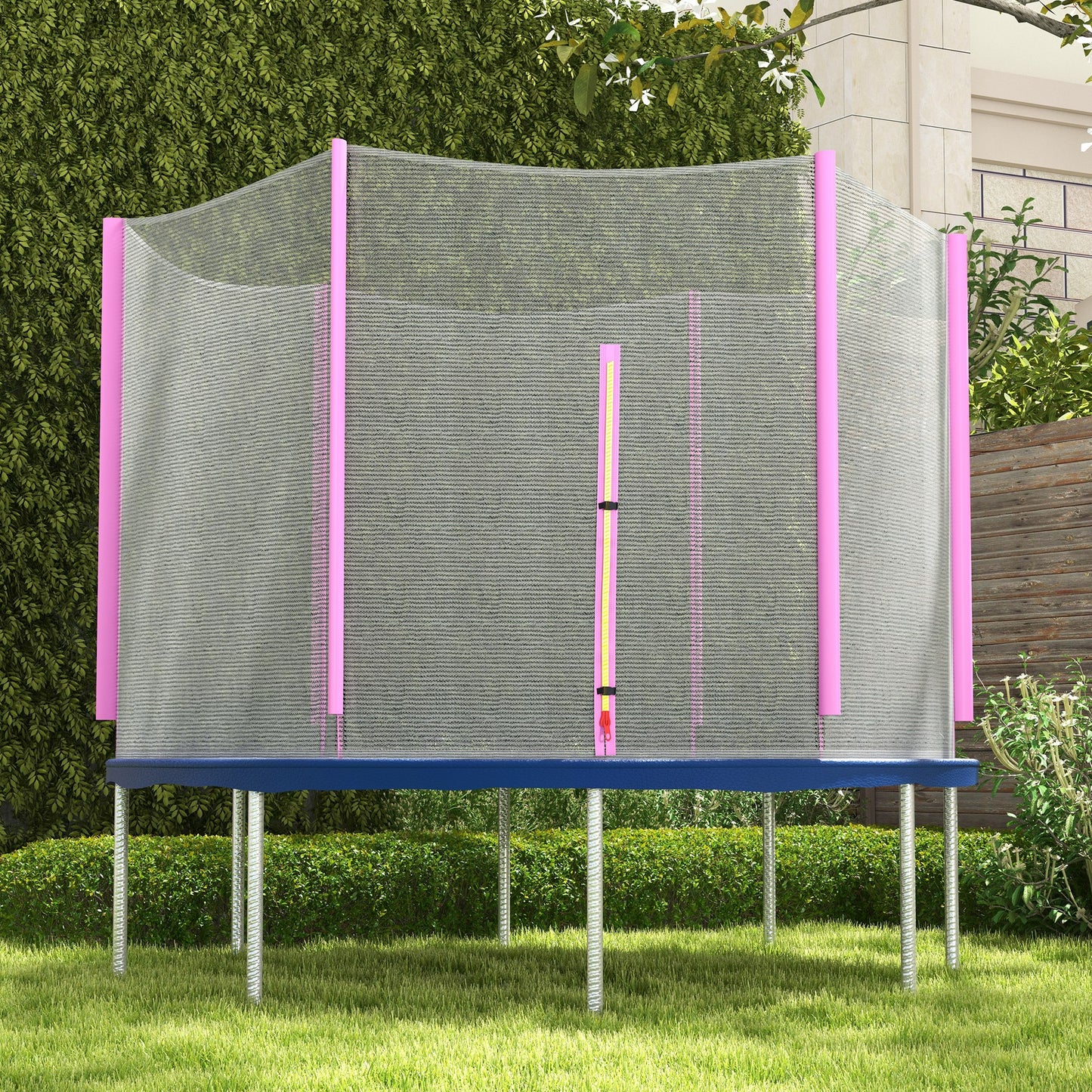 8ft Trampoline Net Replacement with 6 Plastic Pole Covers, Weather-Resistant Trampoline Netting Replacement
