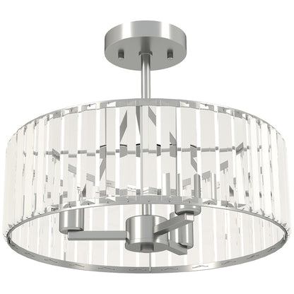 Crystal Ceiling Light Fixture, 39 cm Semi Flush Mount Modern Crystal Chandelier Ceiling Light, Bulbs Not Included