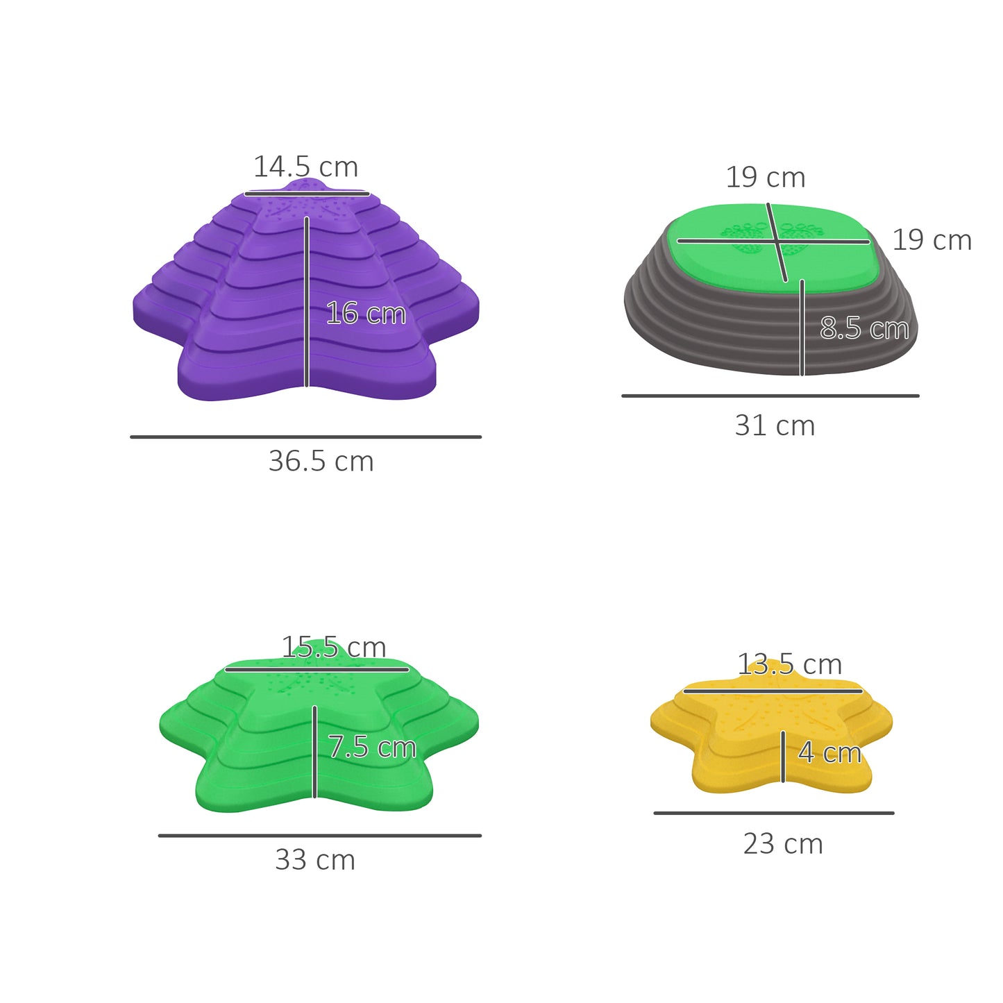 ZONEKIZ Stepping Stones Kids, 11 Pieces Balance Stones for Obstacle Course, Stackable Non-Slip Starfish Shape