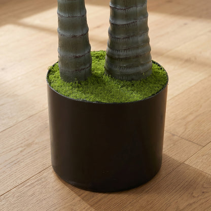 Artificial Palm Tree with 16 PEVA Leaves, 150cm Decorative Artificial Plant with Pot and Moss Effect, Green