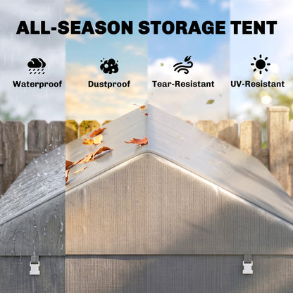 2.2 x 1.6 m Outdoor Storage Tent, with Accessories - Light Grey