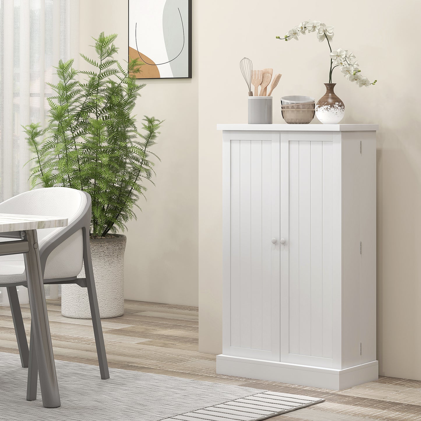 Kitchen Cupboard 6-tier Door Racks Freestanding Multi-Storage with Adjustable Shelves, White