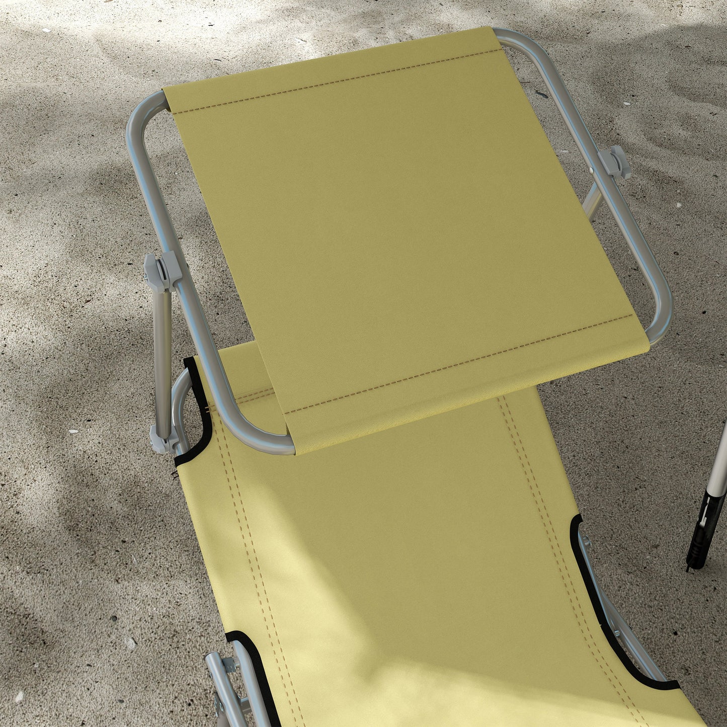 Folding Sun Lounger Set of 2 with Canopy, Reclining Sunbed with 4-Position Adjustable Backrest, 600D Oxford Cloth