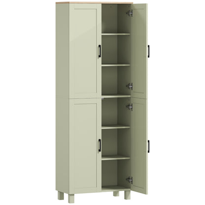 Freestanding Kitchen Cupboard, 4-Door Storage Cabinet with Adjustable Shelves, Modern Kitchen Pantry, 170cm, Green