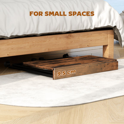 Folding Small Desk on Wheels - Rustic Brown