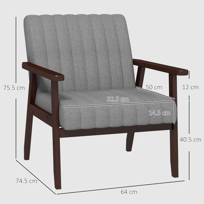 Mid Century Accent Chair, with Wooden Legs - Grey