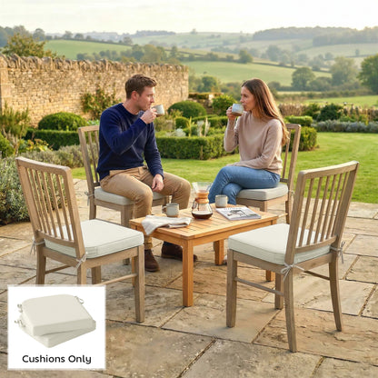 Outdoor Chair Seat Cushions Set of 2, Garden Chair Cushions with 7cm Thick Foam & Ties, Cream White