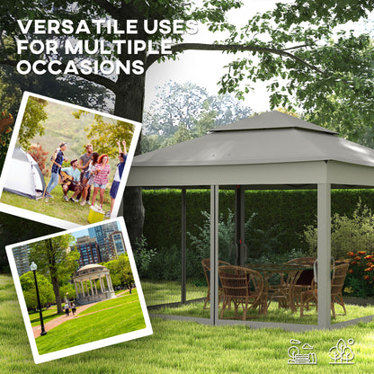 3 x 3(m) Pop Up Gazebo, Double-roof Garden Tent with Netting and Carry Bag, Party Event Shelter for Outdoor Patio, Dark Grey