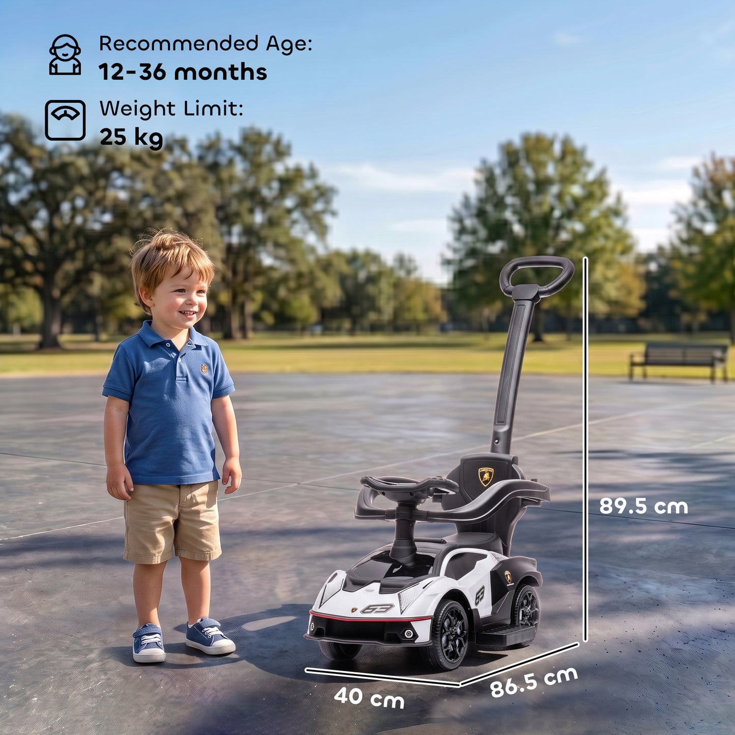 Licensed 2 in 1 Baby Ride on Push Car Toddler Push Along Car with Parent Handle Foot To Floor Slider with Horn Steering Wheel
