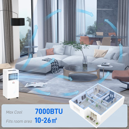 7000 BTU Air Conditioning Unit, 3-in-1 Portable Air Conditioner, Dehumidifier, Cooling Fan with 2 Speeds, 24H Timer