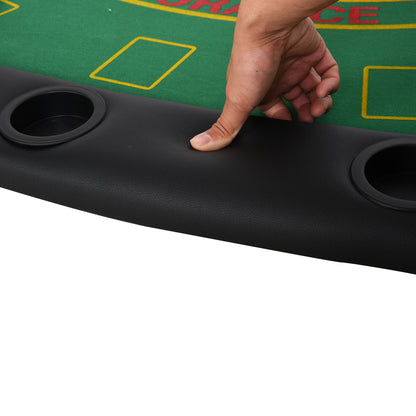 Poker Table, 7-Player Folding Blackjack Table with Chip Tray, Cup Holders, Padded Rails, 182 x 91 x 75 cm, Green