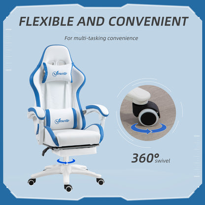 Gaming Chair, Computer Gamer Chair with Reclining High Back, Headrest, Lumbar Support, Footrest, Swivel Wheels, PU Leather