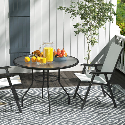 Glass-Top Garden Table, with Parasol Hole - Black