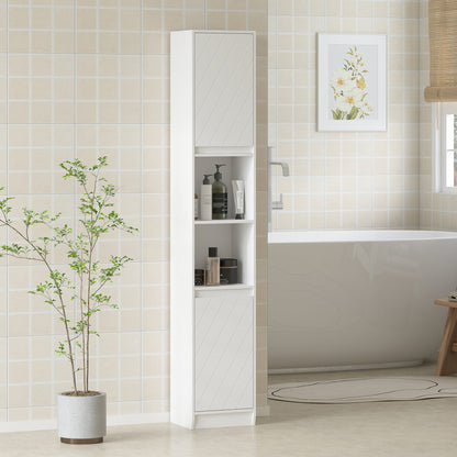 Narrow Bathroom Cabinet, Slim Bathroom Storage Unit with Open Compartment