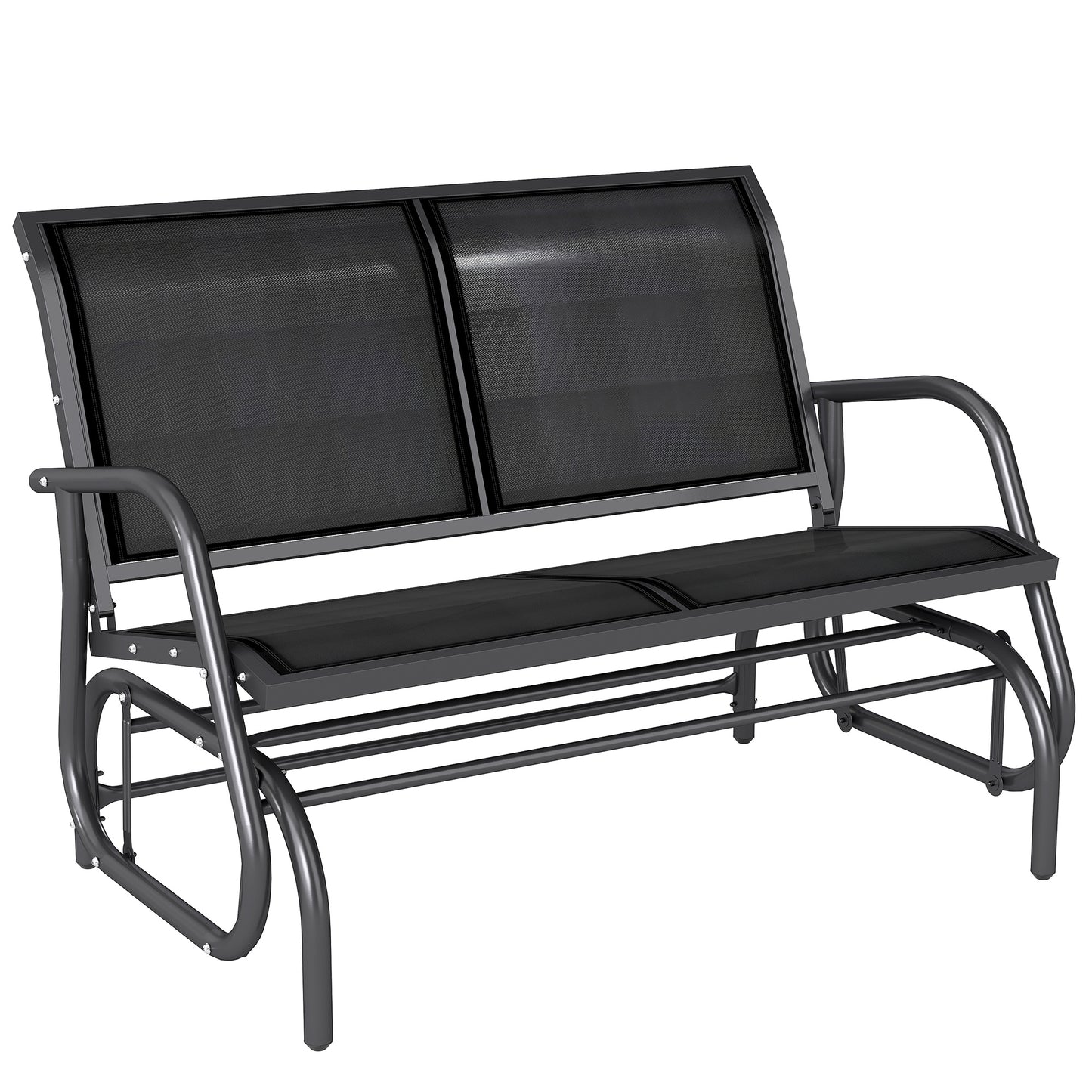 2-Person Outdoor Glider Bench Patio Double Swing Gliding Chair Loveseat w/Power Coated Steel Frame for Garden Patio Porch