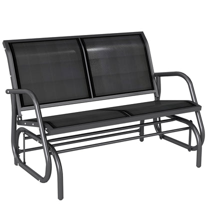 2-Person Outdoor Glider Bench Patio Double Swing Gliding Chair Loveseat w/Power Coated Steel Frame for Garden Patio Porch