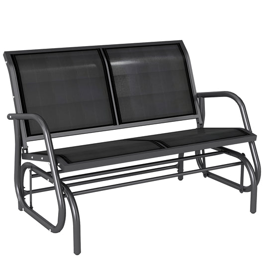 2-Person Outdoor Glider Bench Patio Double Swing Gliding Chair Loveseat w/Power Coated Steel Frame for Garden Patio Porch