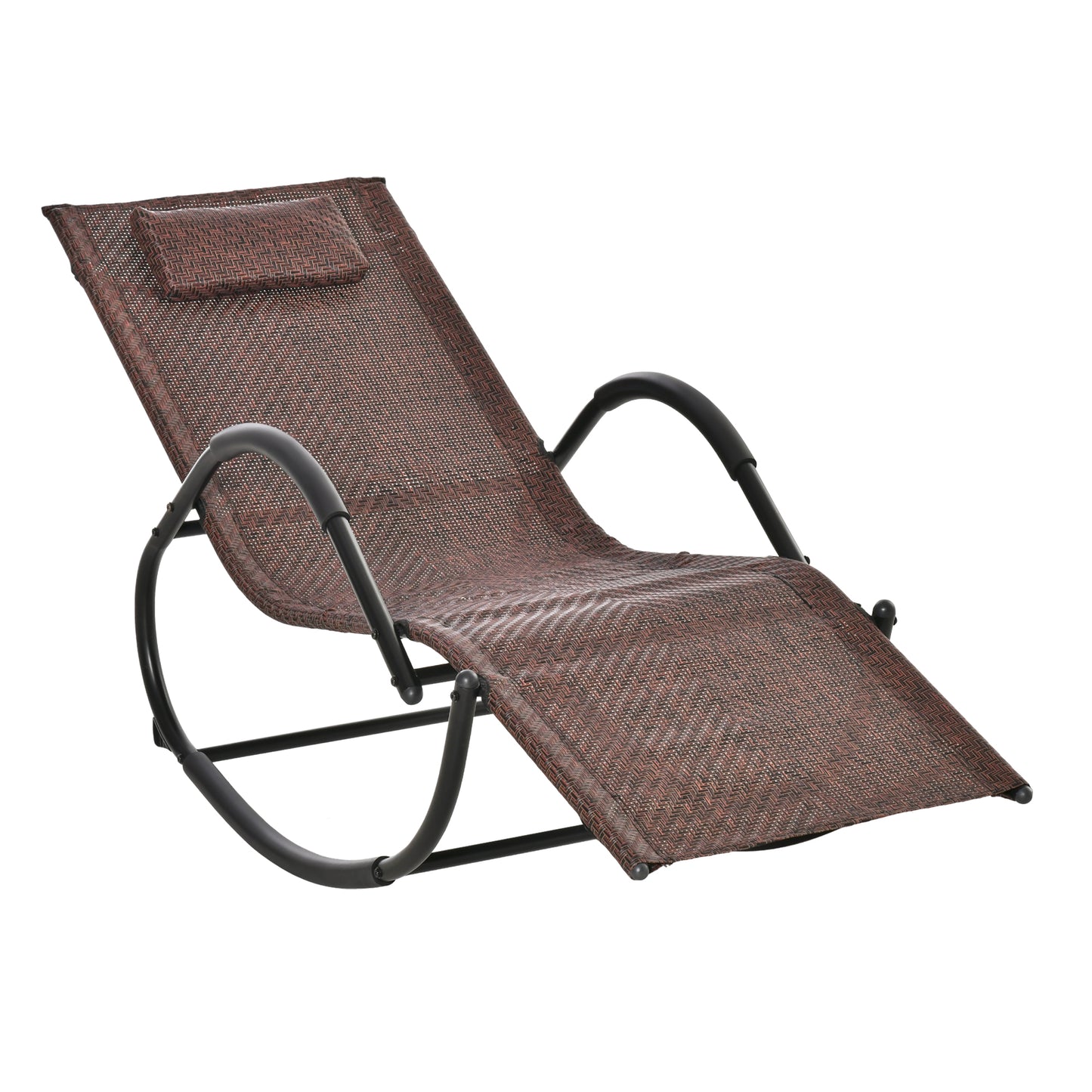 Zero Gravity Rocking Lounge Chair Rattan Effect Patio Rocking Chair w/ Removable Pillow Recliner Seat Breathable Texteline