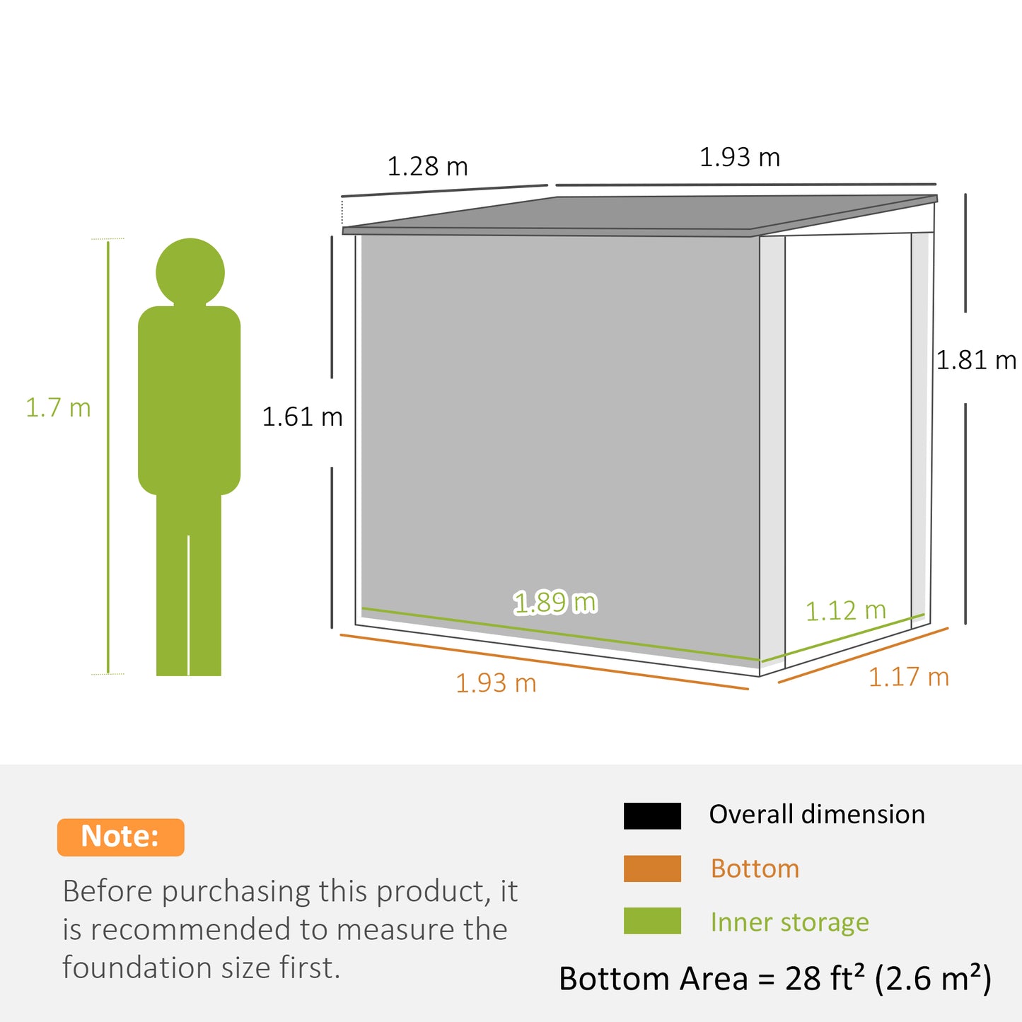 4 x 6ft Lean to Garden Metal Shed, Outdoor Storage Shed with Window, 2 Vents and Lockable Door for Patio, Dark Grey