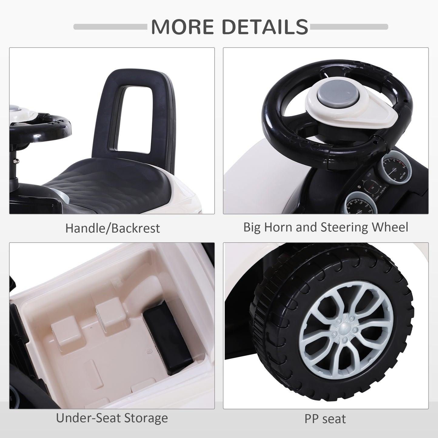 3-in-1 Ride On Car Foot To Floor Slider Toddler w/ Horn Steering Wheel NO POWER Manual Under Seat Storage Secure Design for 1