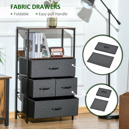 4 Drawer Storage Chest Unit Home Cabinet w/ Shelves for Living Room Bedroom Entryway Living Furniture, Black