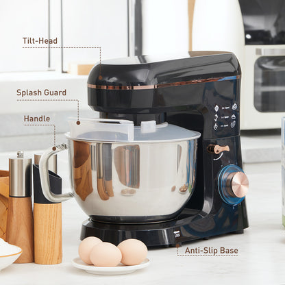 Stand Mixer, 5L Food Mixer for Baking, 6 Speeds and Pulse Setting, 1400W Cake Electric Kitchen Mixer with Dough Hook, Whisk
