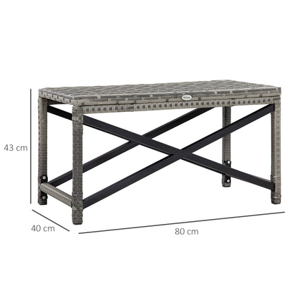 Outdoor Coffee Table, Garden PE Rattan Side Table with Plastic Board Under the Full Woven Table Top and X-Shaped Frame for Pa