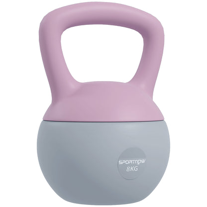 8KG Soft Kettlebell, Kettlebell with Non-Slip Handle for Home Gym, Weight Lifting, Strength Training, Purple/Grey