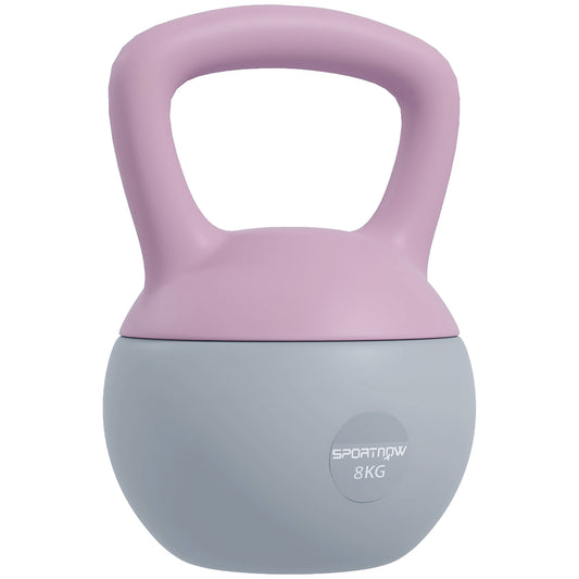 8KG Soft Kettlebell, Kettlebell with Non-Slip Handle for Home Gym, Weight Lifting, Strength Training, Purple/Grey