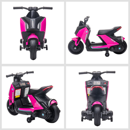 6V Kids Electric Motorbike Ride On Toy w/ Music LED Lights Training Wheels for Girls Boy 2-4 Years Pink