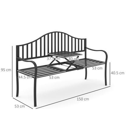 Metal Bench W/Table, 150Lx53Wx95H cm