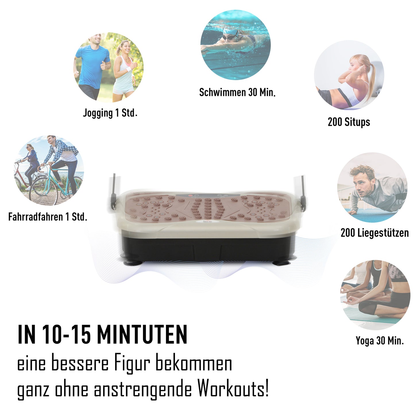 Vibration Plate Exercise Machine, Quiet Vibrating Plate for Weight Loss and Lymphatic Drainage with Resistance Bands