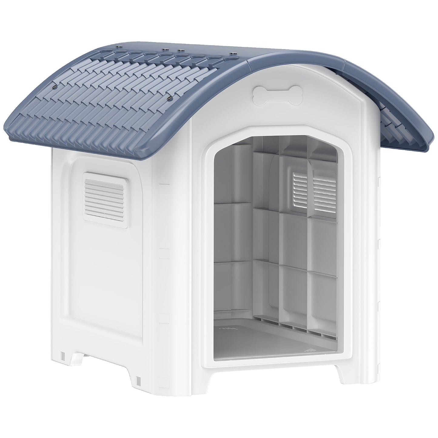 Outdoor Dog Kennel, Plastic Dog House with Removable Floor, Waterproof Roof, Raised Floor, 71 x 60 x 63 cm
