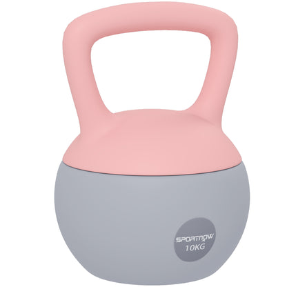 10KG Soft Kettlebell, Kettlebell with Non-Slip Handle for Home Gym, Weight Lifting, Strength Training, Pink/Grey