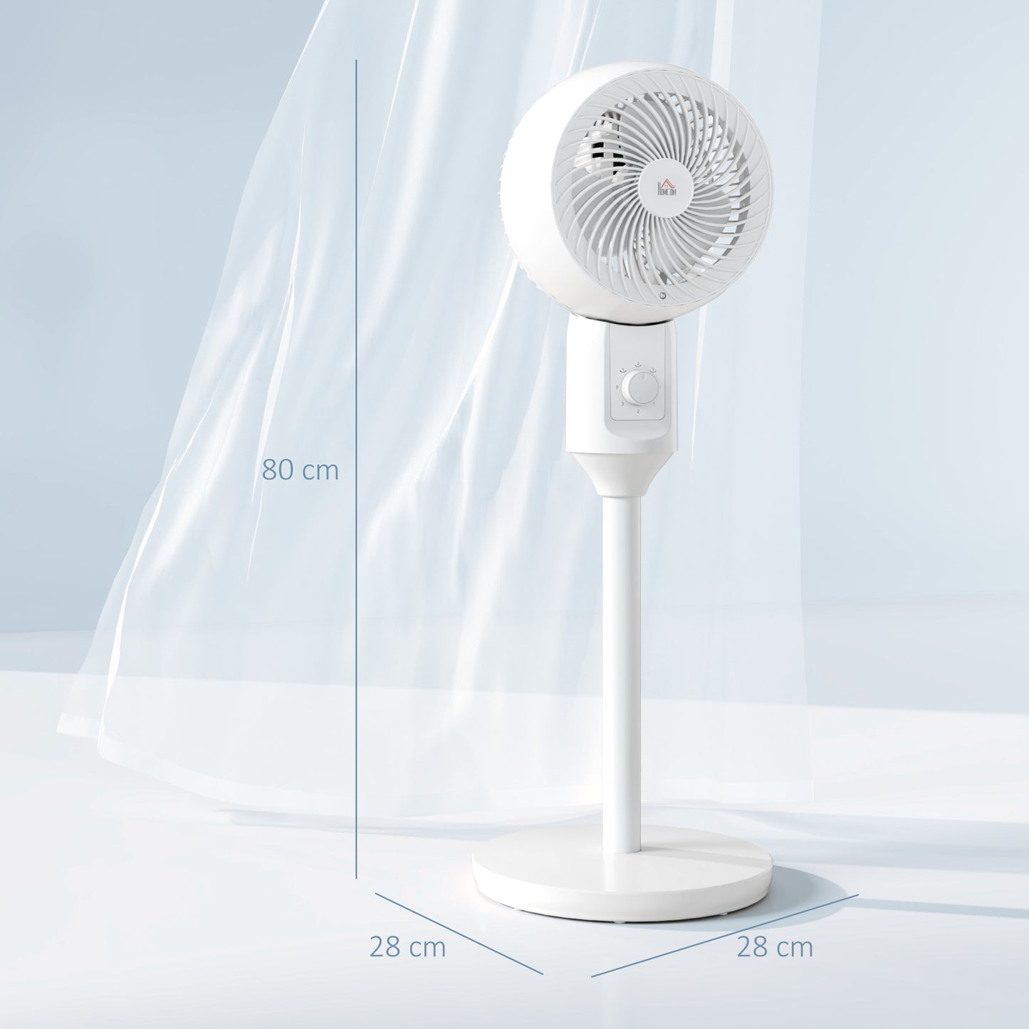 32" Pedestal Fan, 70° Oscillating 90° Vertical Tilt Air Circulator with 3 Speeds, Standing Fan for Home Office, Bedroom