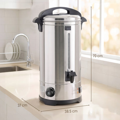24L Catering Urn, 2500W Stainless Steel Hot Water Boiler Dispenser with Thermostat, Keep Warm Function and Easy Pour Tap