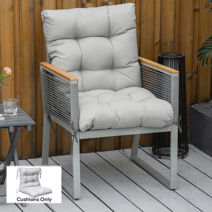 Garden Back Chair Cushion, Comfortable Patio Seat Cushion Pad with Backrest for Outdoor & Indoor Use, Light Grey