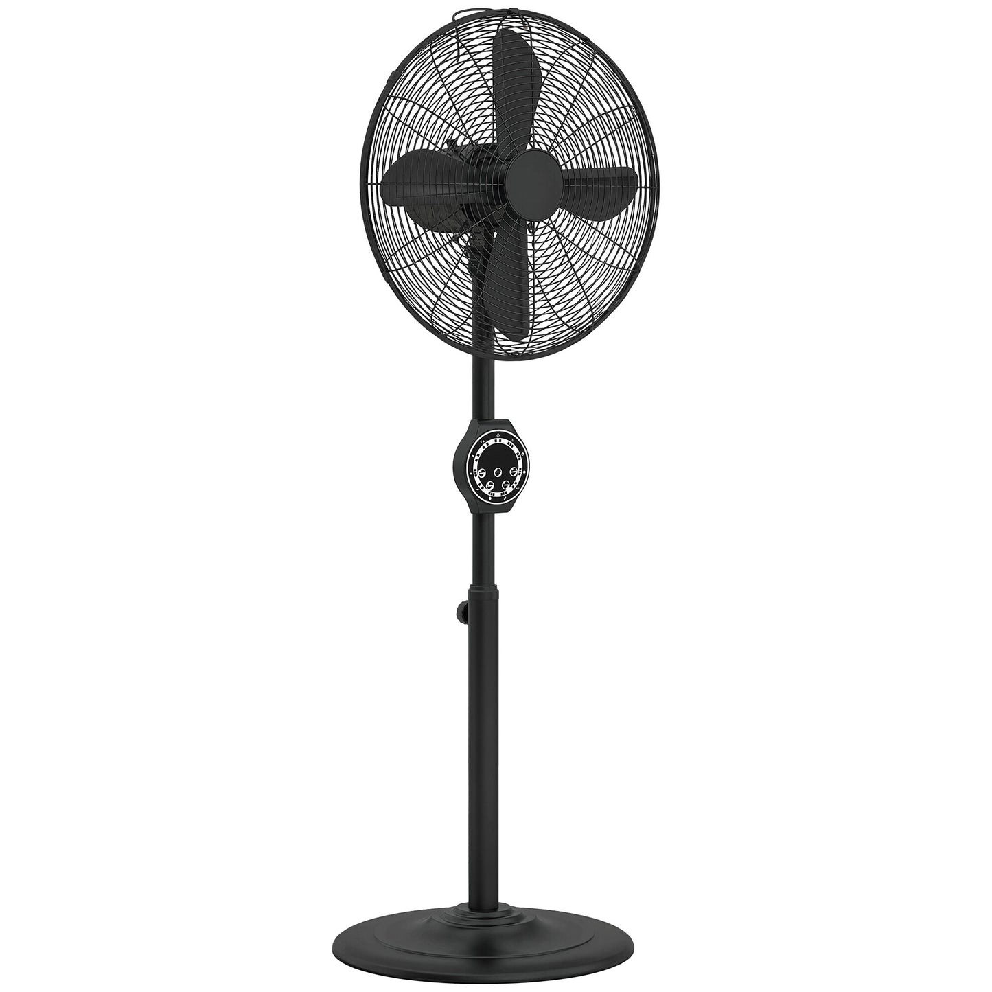 41 cm Metal Pedestal Fan with Oscillating, Adjustable Height Black