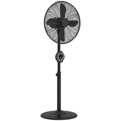 41 cm Metal Pedestal Fan with Oscillating, Adjustable Height Black