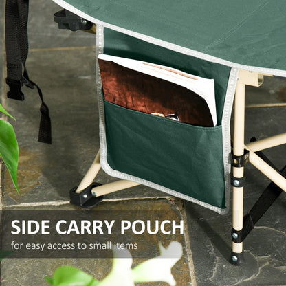 Single Person Camping Bed Folding Cot Outdoor Patio Portable Military Sleeping Bed Travel Guest Leisure Fishing with Side Poc