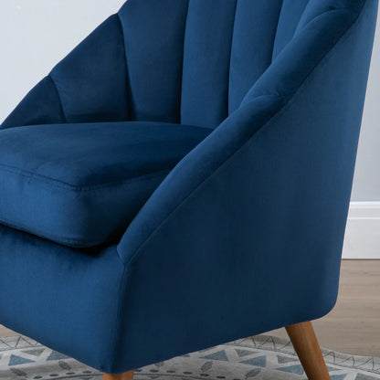 Single Velvet Fabric Accent Armchair with Solid Wood Legs