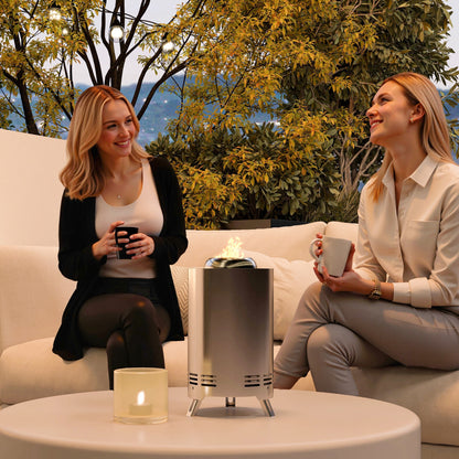 Smokeless Fire Pit, 16 x 16 cm Stainless Steel Portable Wood Burning Firepit with Poker