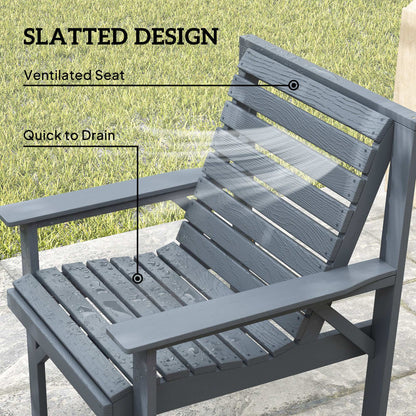 4 Piece Wooden Garden Furniture Set, Outdoor Garden Sofa Set with 2 Armchairs, Loveseat and Coffee Table, Grey